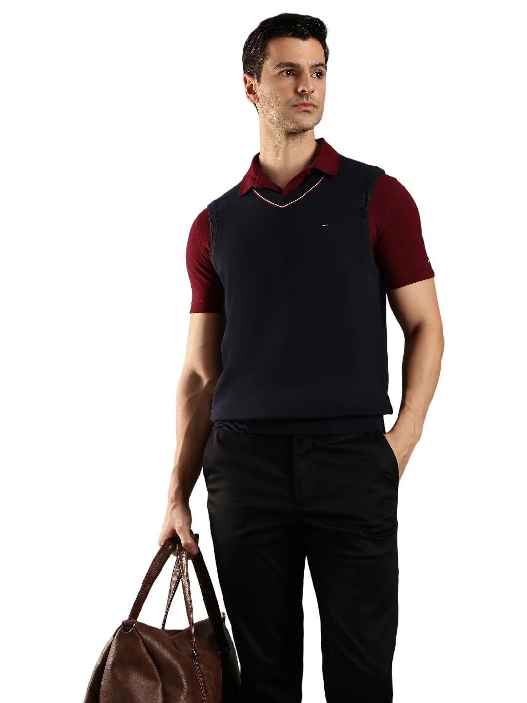 tommy hilfiger Regular fit Cotton v-Neck Sweater Vest-picture-49