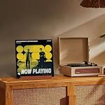 Ammonite Illuminated Vinyl Record Stand, Warm White LED Now Playing Display for Albums, Record Holder & Gift for Music Lovers