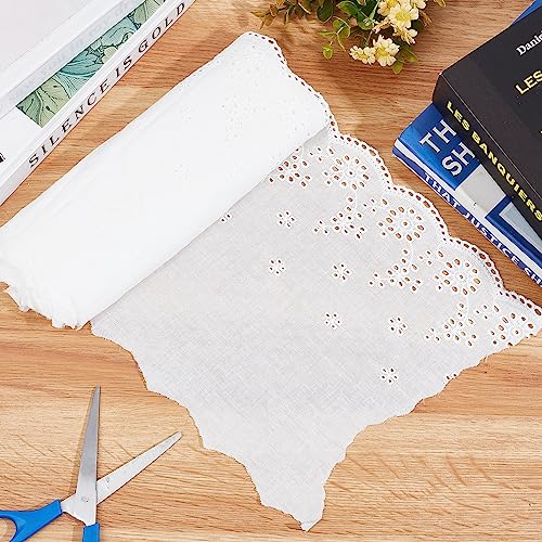 GORGECRAFT 3 Yards Eyelet Lace Trim 23cm Wide Lace Roll White Cotton Embroidery Trimmings Fabric for Scalloped Edge Decorations Dress Tablecloth Wedding Festival Event Decorations - Image 4