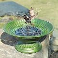12.3" Solar Bird Bath Bowl,Cast Iron Pedestal Bird Bath with Solar Fountain