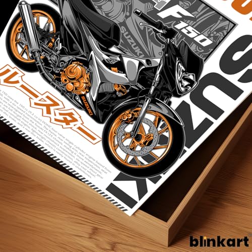 Image of BLINKART Suzuki Satria 150Car Posters Sticker Gift Items for Boys Room Wall Decor || Comes with Double-Sided Tape|| Decoration Bedroom Living Room Office Studio Decor | 12x18 In (A3) - CAR-252