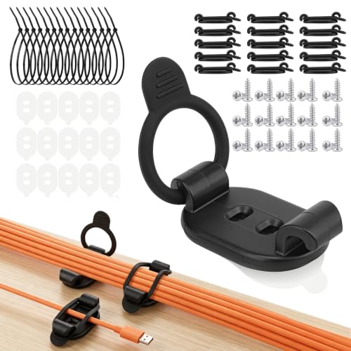 15 Pack Clips Adhesivos Elásticos Ajustables para Cable, Organizador de Cables para Oficina, Hogar, Coche y Más (Negro) miniatura 1
