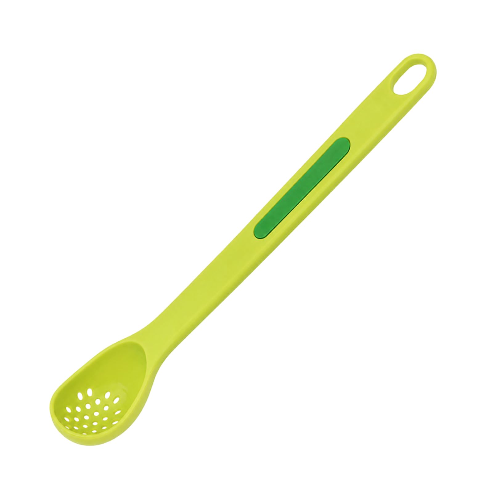 EUQWOSDD 2 in 1 Jar Spoon and Fork, Stainless Steel Scoop and Pick Tool, Long Handle Slotted Spoon for Olives Pickles Capers, Compact Storage Kitchen Gadget (Green)