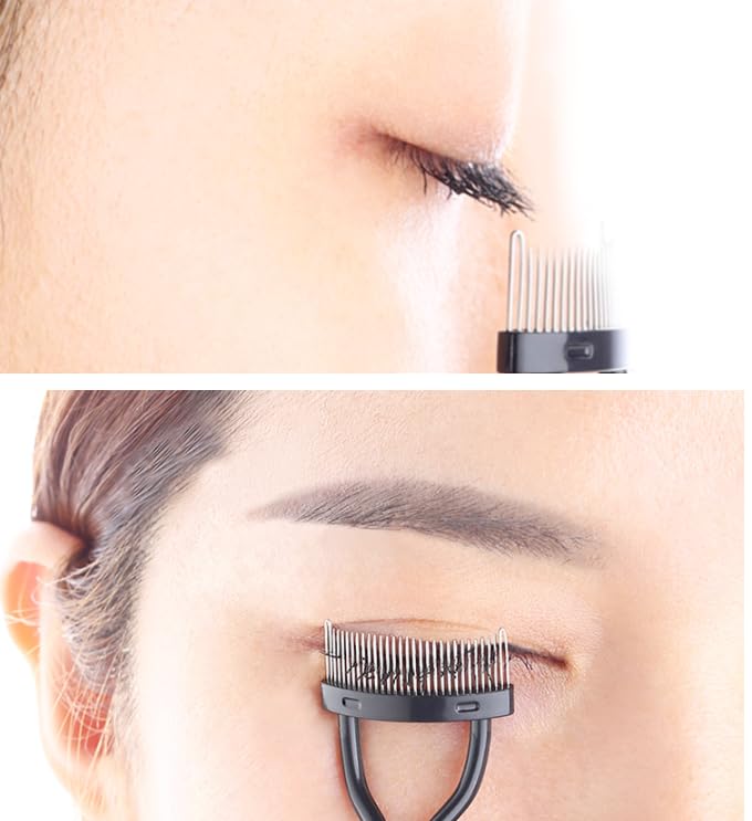 Eyelash Comb Eyelash Separator Mascara Applicator Eyelash Definer With Comb Cover Arc Designed Cosmetic Brushes Tool (Black）