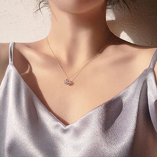 Collier pendentif géométrique zircon chaîne tempérament luxe - 3