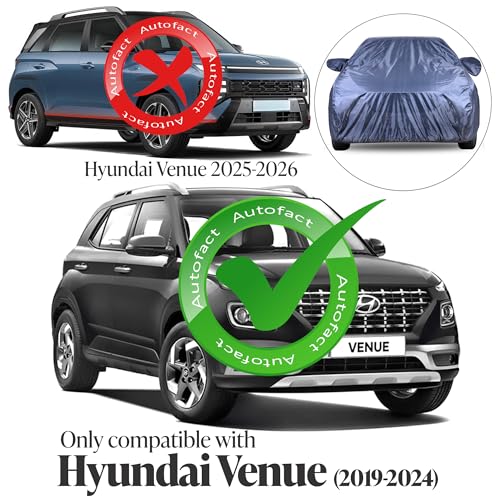 Image of Autofact Premium Car Cover for Venue 2019-2024 | All Weather Water-Resistant Full Body Car Cover | Light-Weight Triple-Stitched Outdoor Shield with UV Protection, Dustproof & Heat-Resistant