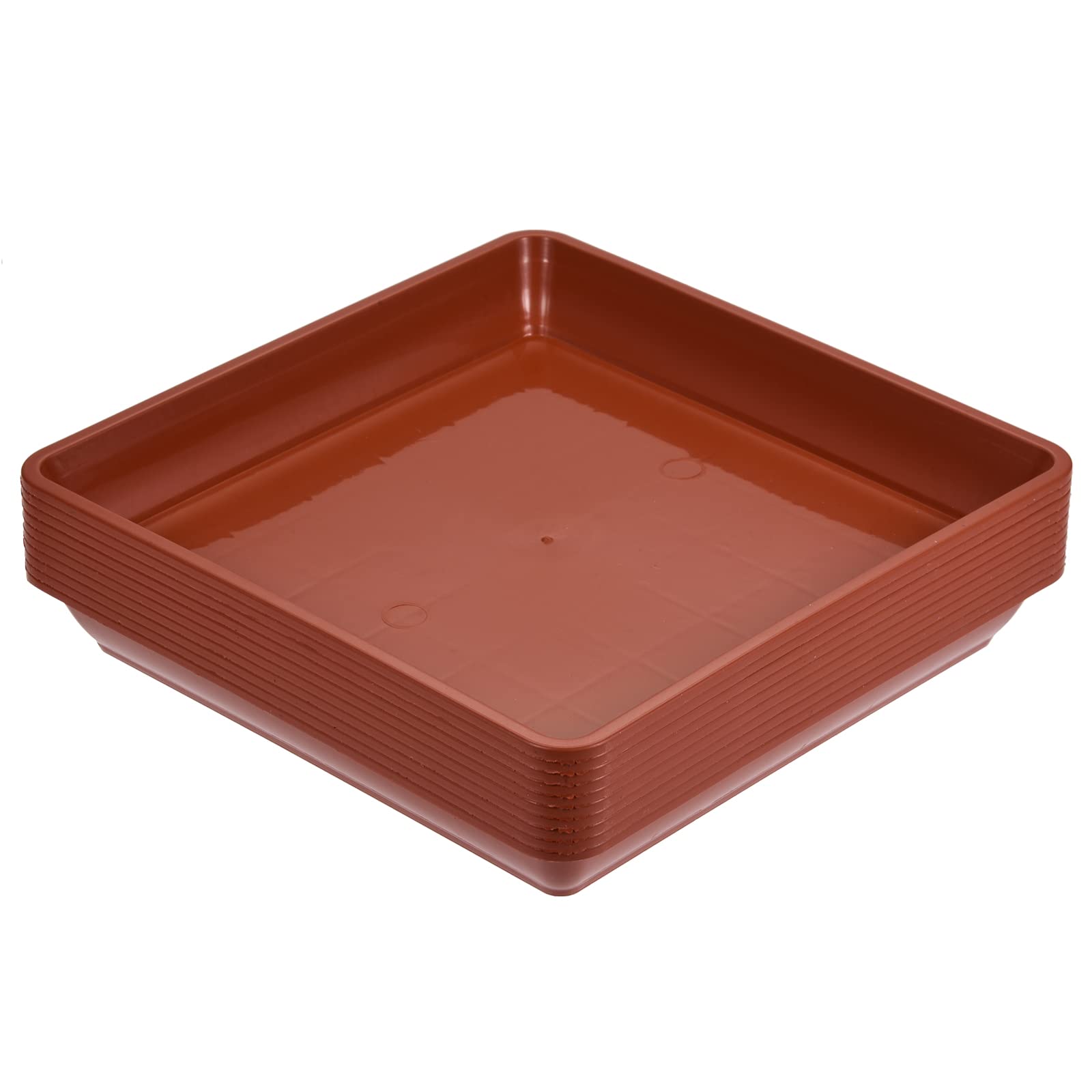 sourcing map Plant Pot Saucer 7 Inch Plastic Square Flower Drip Tray for Indoor Outdoor, Red Pack of 10
