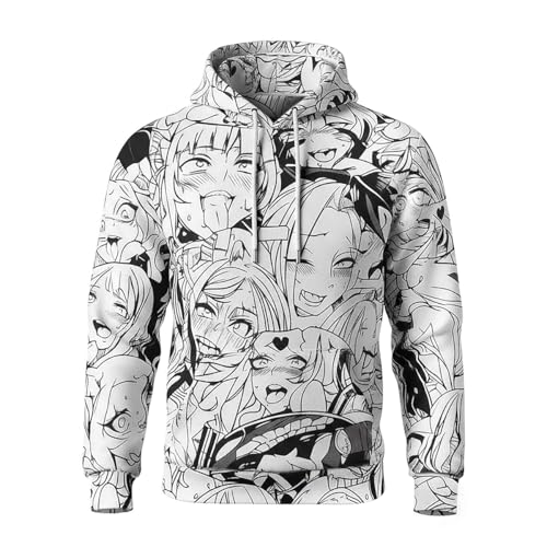 CoolChange Ahegao - Sudadera con capucha y cara de manga, color blanco, talla S - L, Color blanco., S