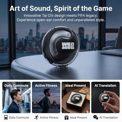 Image of X15 PRO Translation Earbuds, Official FIFA Licensed Product, Waterproof Open Ear Bluetooth, Support 148 Languages Real-Time Translation, for Watching, Travelling & Business | Black
