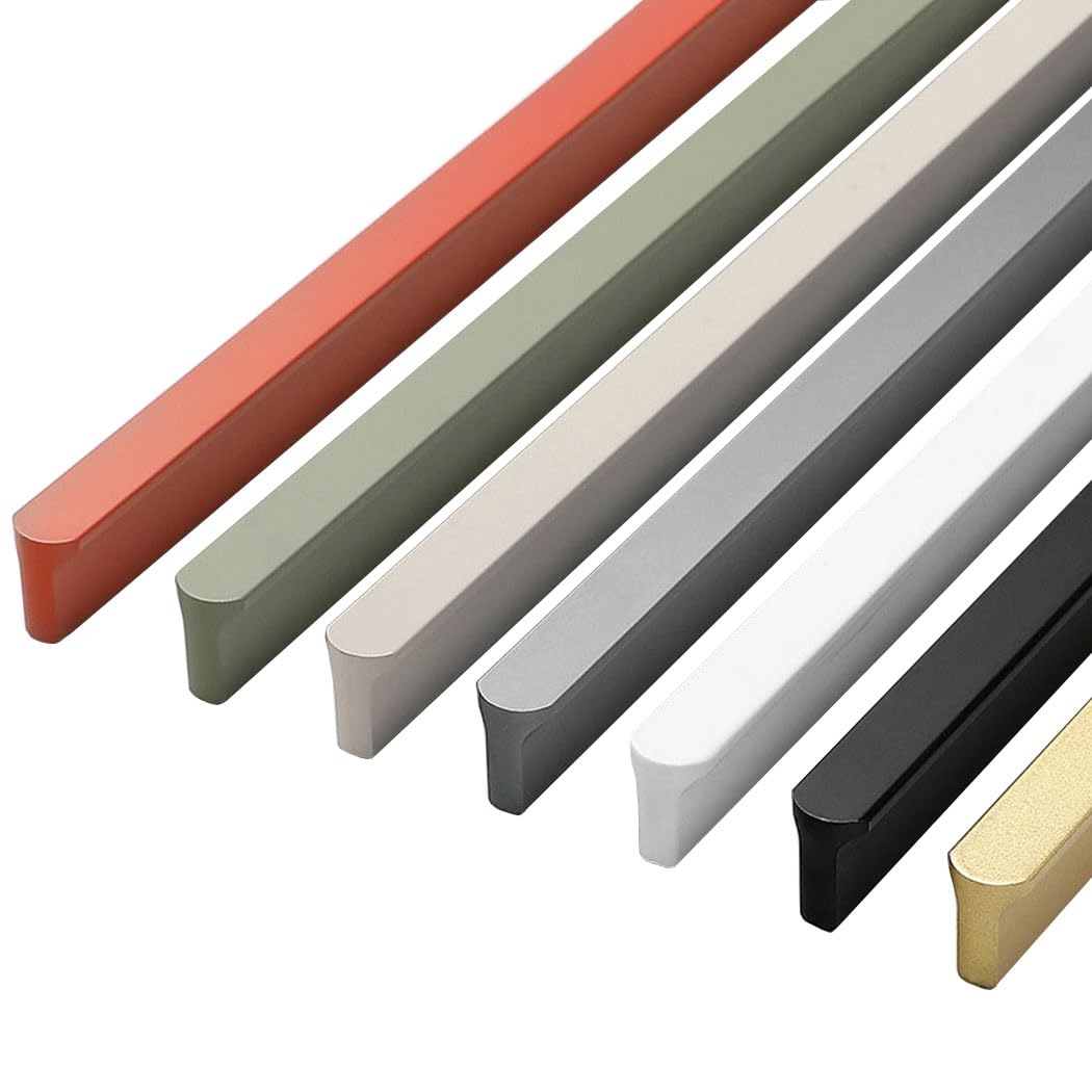 ZESLIV Pack of 4 Furniture Handles, Aluminium Cabinet Handles, 128 mm Hole Distance, White Kitchen Handles Drawer Handle for Wardrobe Door Drawers