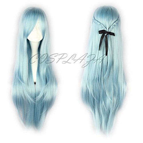 COSPLAZA Peluca para disfraz, de cabello largo azul de Asuna de Sword Art Online