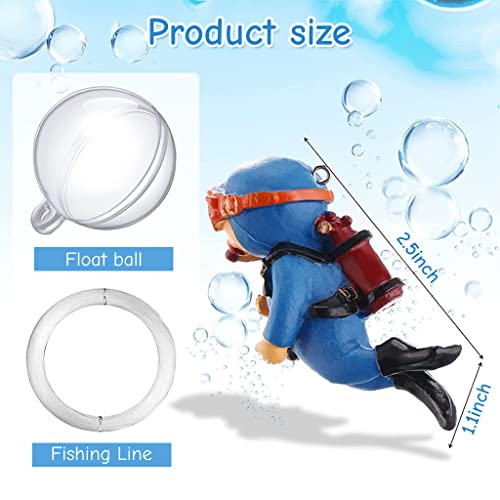 Image of Qpets Aquarium Floating Diver Decorative Items Resin Cute Cartoon Fish Tank Accessories 2 Pcs Blue 7cm Floating Ornament for Aquarium Landscape Decor