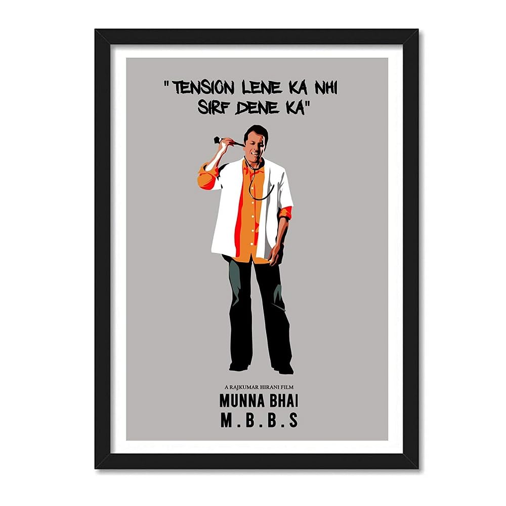 Techgifti Munna Bhai MBBS Funny Quote Poster Frame For Room, Office (Size - 25CM X 33CM)