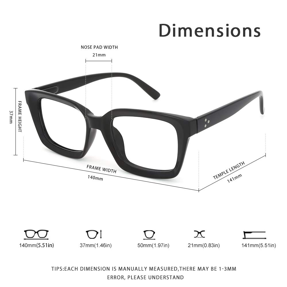 JiSoo Reading Glasses 1.0 Blue Light Blocking,Oversized Reading Glasses 1.0 Women/Men with Spring Hinge, Black - Image 3