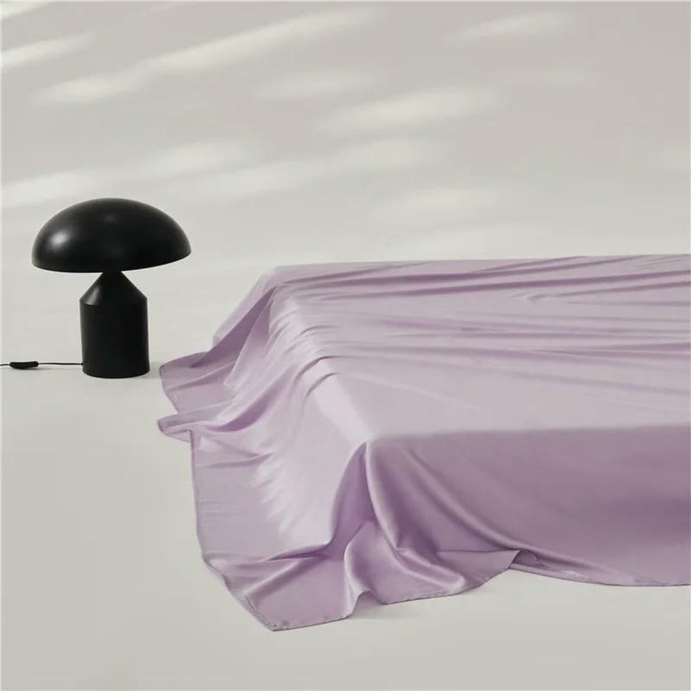 Sábana Plana de Lujo de Lyocell para Cama Individual o Doble, sábana Suave y Sedosa, Ropa de Cama Gris, Transpirable y refrescante para el Verano.