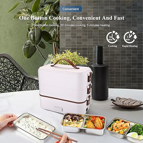 Przenośny elektryczny pojemnik na lunch, podgrzewacz do żywności, zdejmowany pojemnik ze stali nierdzewnej, odpowiedni do domu, szkoły, pracy