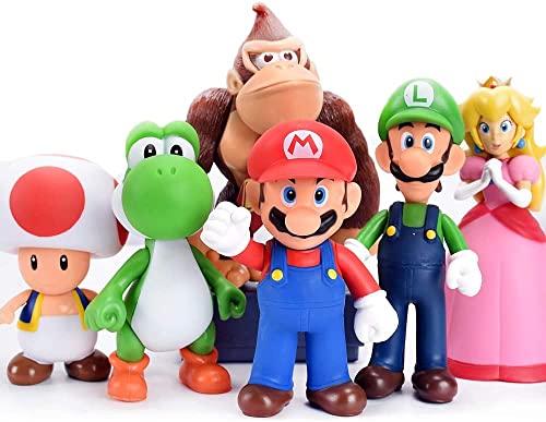 6pcs/Set Super Mario Figures Childrenâs Toy - Mario & Luigi Figurines â Yoshi & Mario Bros Action Figures Mario PVC Toy Figures