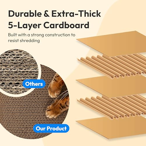 Pet JoJo Cloud Lounge Cat Scratching Pad, Reversible Scratch Board with Natural Curves for Freestyle Scratching & Ergonomic Support, Extra Wide Cat Bed for Large Cats, Premium Cardboard & Cozy Fabric — view 4