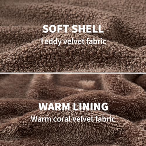 Image of PEGENO Men's Fuzzy Sherpa Warm Fleece Jackets Stand Collar Teddy Velvet Full Zip Outdoor Winter Soft Coat With Pocket,01 Brown,XXL