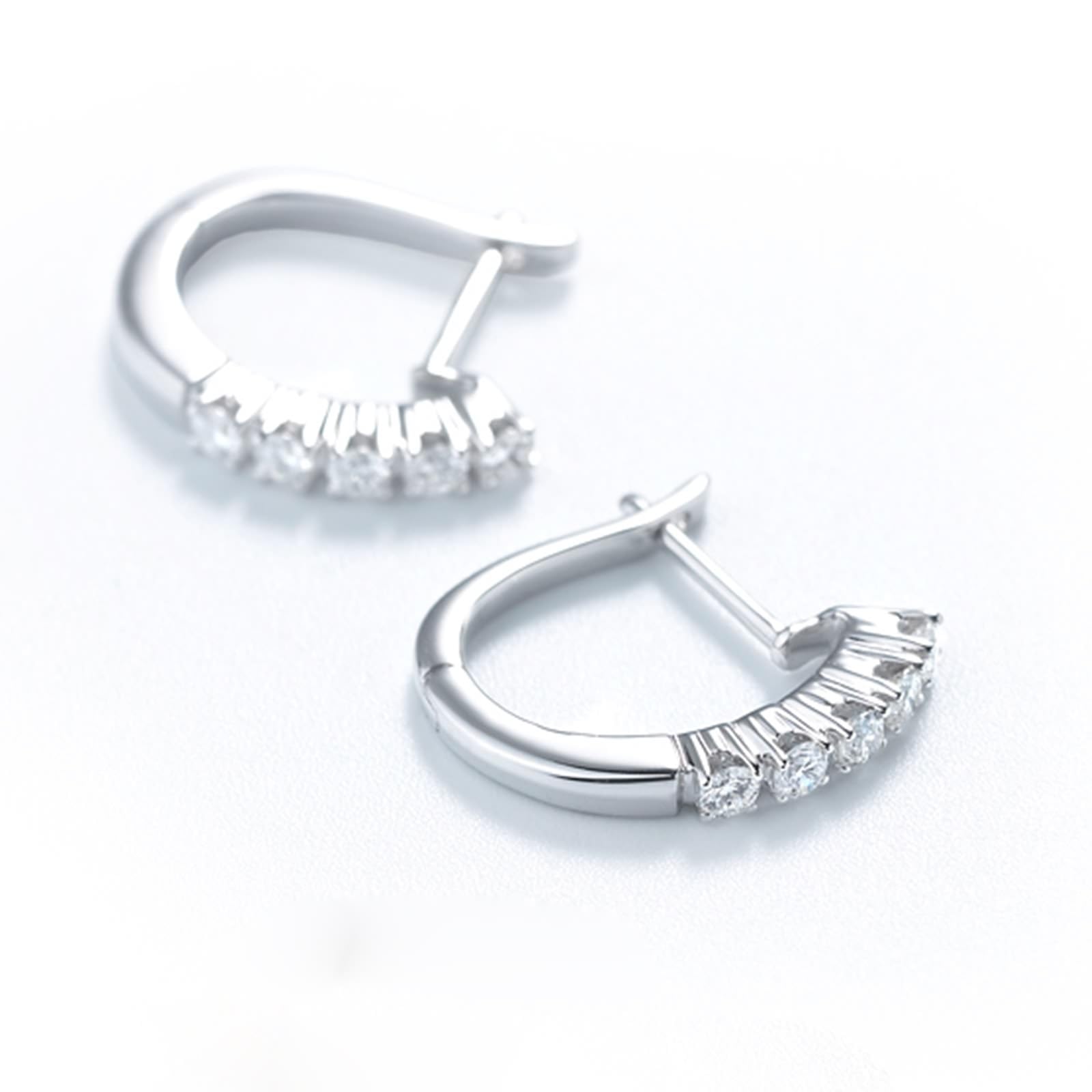 KnSam Creole Hoop 750 prawdziwe białe złoto, 0,2 ct laboratorium stworzone diamenty damskie kolczyki klasyczne szlif okrągły biały, biżuteria damska kolczyki 18K