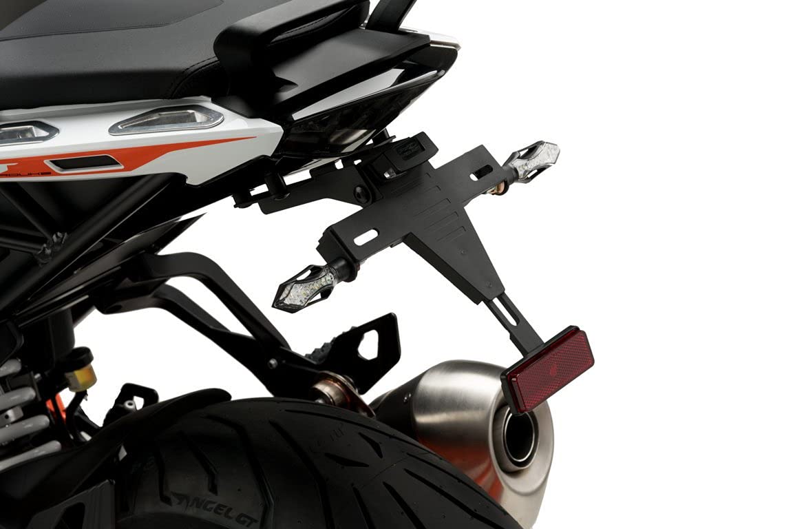 Puig 8728N Supporti Portatarga supporto portatarga in acciaio e poliammide con inclinazione regolabile, sistema di fissaggio sicuro e design sportivo, Nero