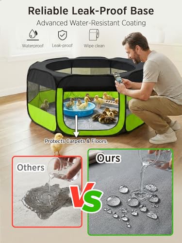 Image of UWE Extra Large Small Animal Playpen, Waterproof Foldable Pet Playpen,Green