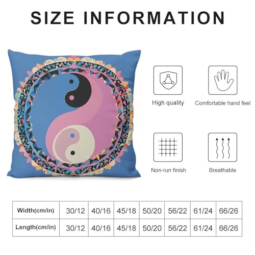 X18 Yin Yang Pattern Throw Pillow Covers Soft & Cozy for Sofa
