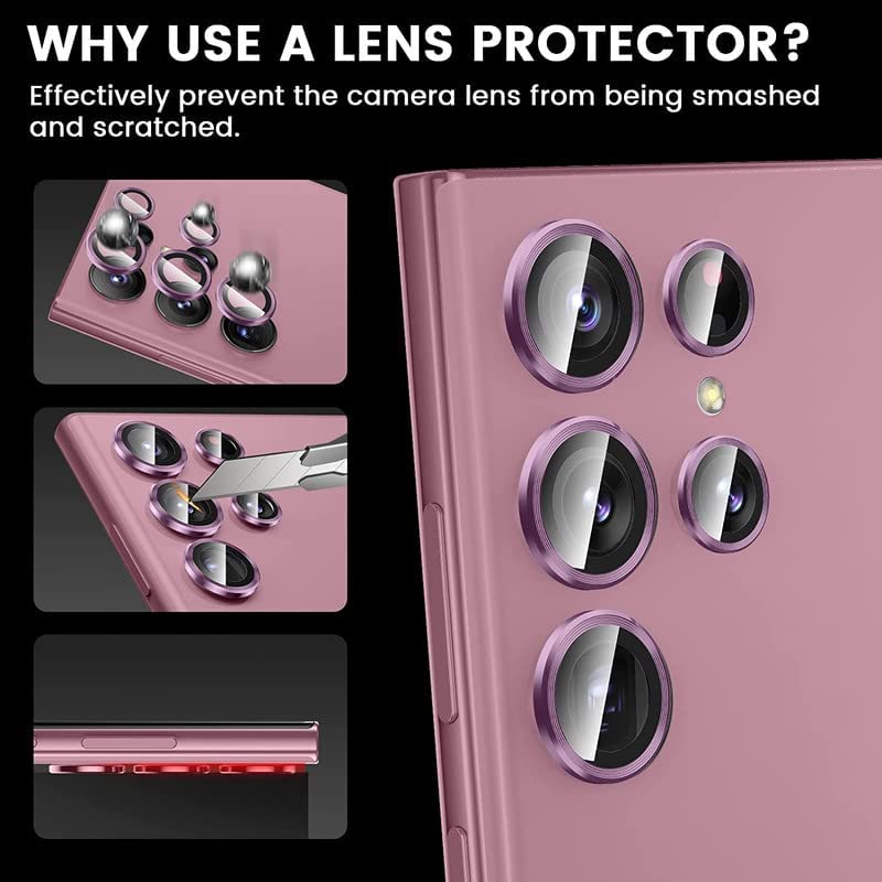 Image of Camera Lens Protector Ring Compatible with Samsung Galaxy S23 Ultra | Tempered Glass + Aluminum Alloy Ring | Full Coverage Lens Guard | Scratch Proof | HD Clear | Case Friendly | Lavender