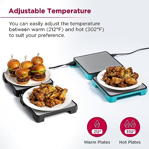 HotMat Connect Food Warmer Tray - Foldable with Silicone and Adjustable Temperature - Modular Compact Warming Plate for Home Dinners, Parties and Buffets - Black, 2-Dish (1-Pack) - Thumbnail 6