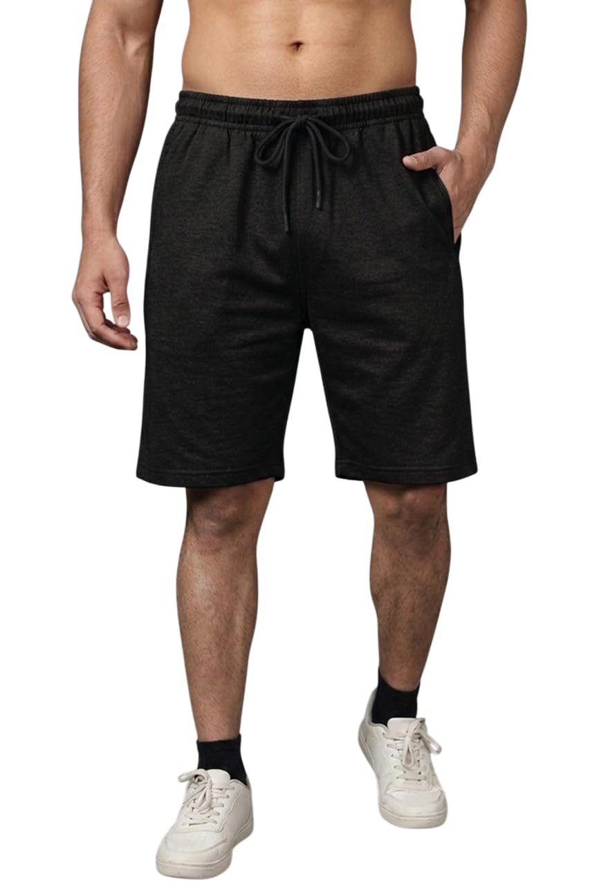 excello Men's Athletic Shorts with Zip Pockets, 240 GSM Cotton, Drawstring Waist, Ultra Comfortable Fit-picture-27