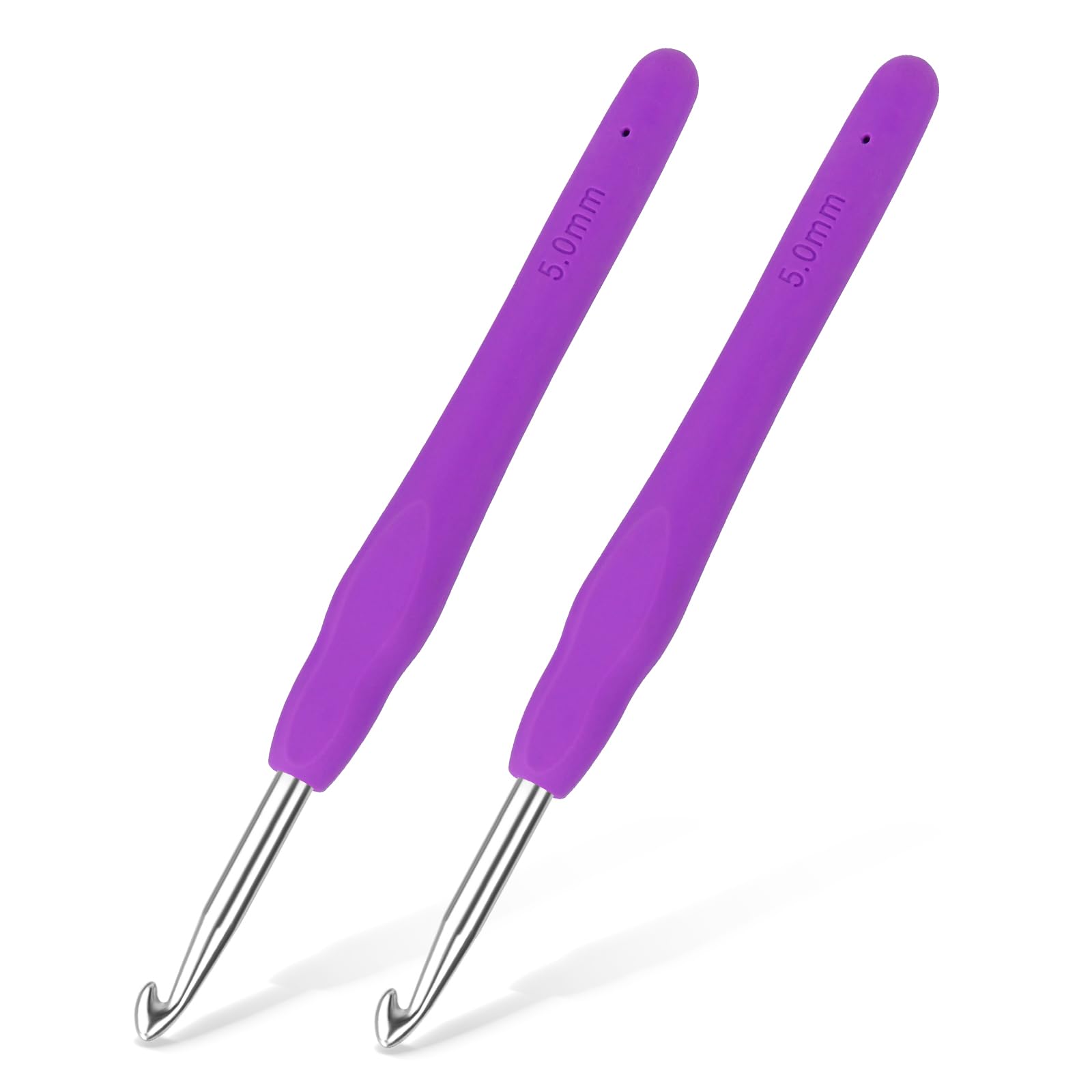 Iuuidu 2PCS 5.0 mm SizeH Crochet Hooks, Ergonomic Handle Crochet Hooks