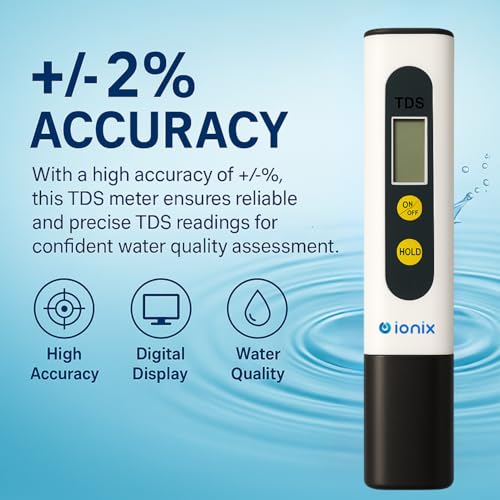 Image of IONIX TDS Meter - Digital Water Quality Tester for Home - Total Dissolved Solids Meter - Water Testing Kit - Portable TDS Meter with 6-Month Warranty