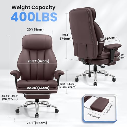 Image of Big and Tall Office Chair with Lumbar Support Ergonomic Computer Desk Chair