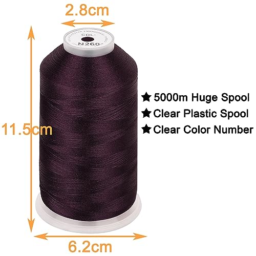 Image of New brothread - Single Huge Spool 5000M Each Polyester Embroidery Machine Thread 40WT for Commercial and Domestic Machines - Dark Sepia (Janome Color)