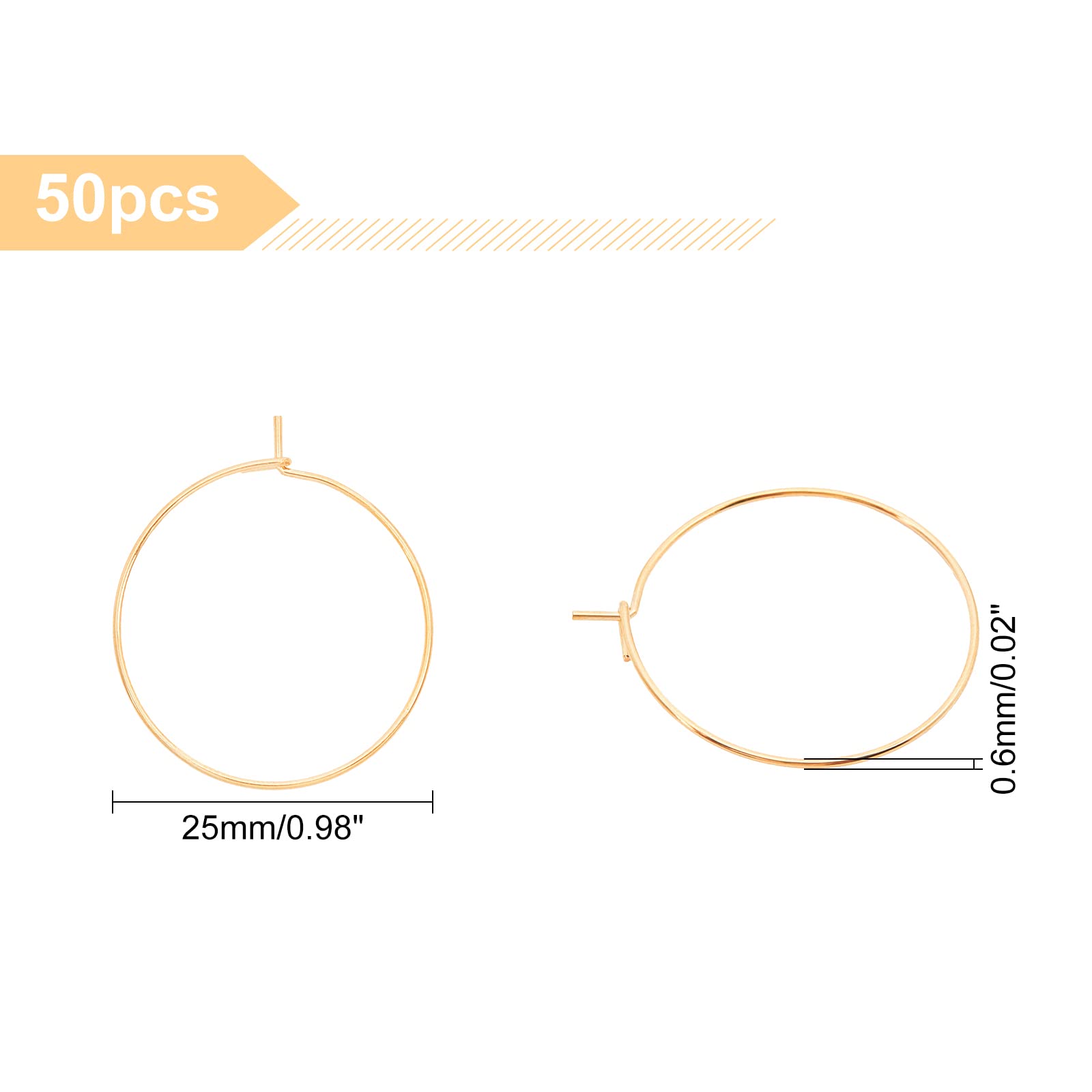 UNICRAFTALE 100pcs Créoles Acier Inoxydable 316L - Boucles D'oreilles 25mm Doré Pour Fabrication Bijoux