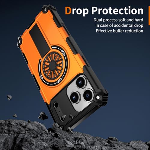 Coque iPhone 15 Plus orange en silicone rigide antichoc avec support
