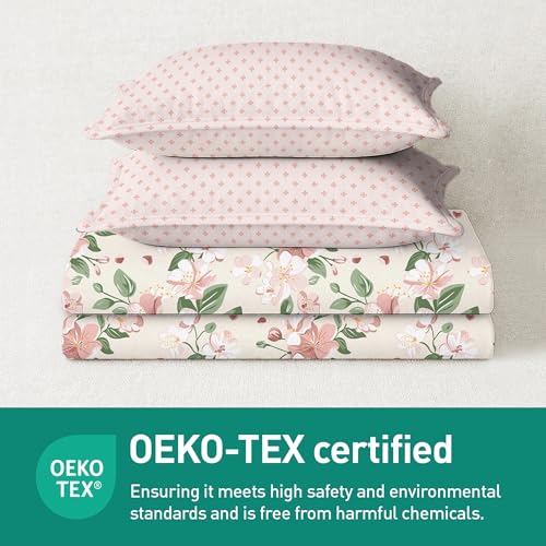 Image of MYTRIDENT Soft Comfort Bedsheet for Double Bed, 100% Cotton Bedsheet, 180 TC, Soft and Breathable, King Size Bedsheet with 2 Pillow Covers - Daisy