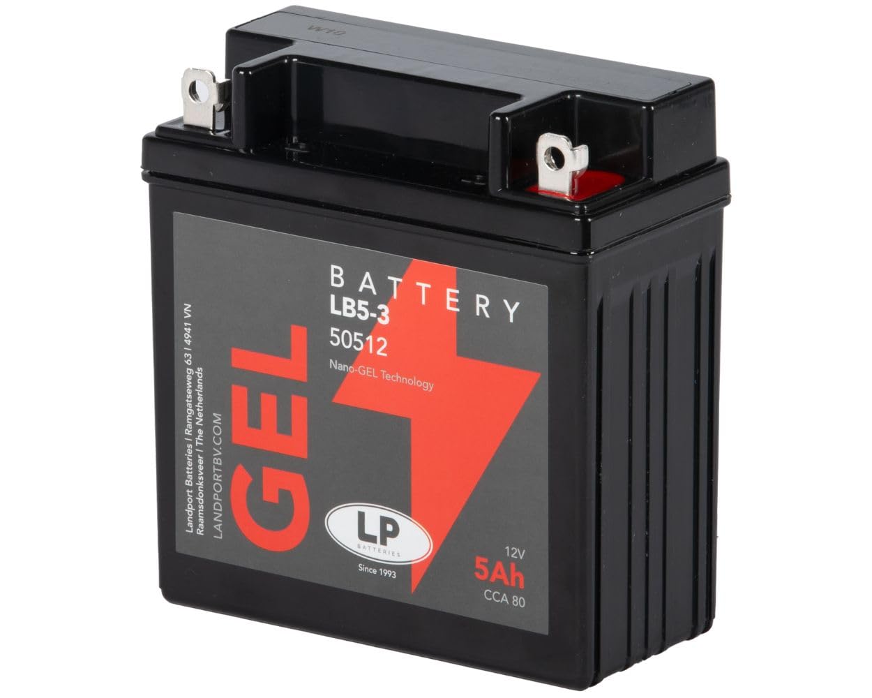 LANDPORT Batterie LB5-3 Gel 12V 5Ah kompatibel für Simson, Yamaha RD 350, Malaguti F15 – Premium Gel-Motorradbatterie