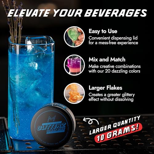 Image of MONEGASQUE Ocean Blue Edible Glitter for Drinks & Cakes, Drink Glitter, 10g