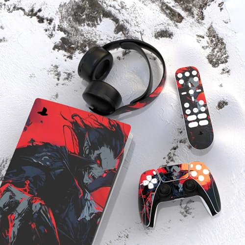 Image of PlayVital Full Set Skin Decal for ps5 Console Digital Edition, Sticker Vinyl Decal Cover for ps5 Controller & Charging Station & Headset & Media Remote - Blood Moon Vampire