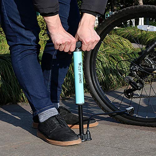 Bomba de Ciclismo, Romacci Bomba de ciclismo turquesa de aço 120 PSI Inflator de ar para estrada MTB