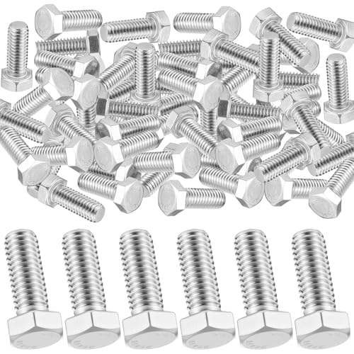 Image of Zonon 50 Pcs 3 /8-16 x 1-1 /4 inch Hex Head Screw Bolt 18-8 (304) Stainless Steel Hexagon Bolts, Fully Threaded, Plain Finish, External Hex Drive (Silver)