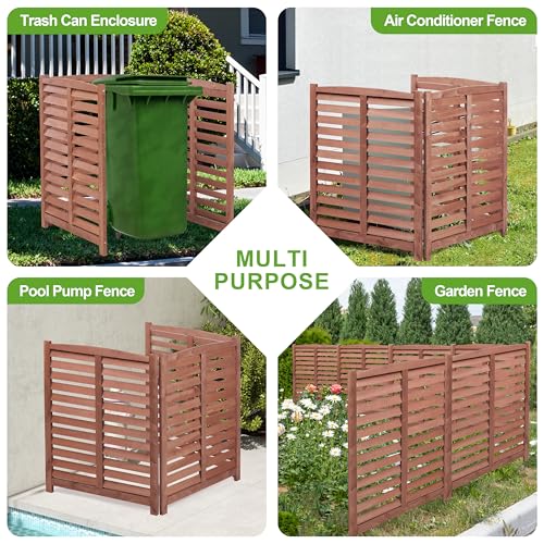 3-Panel Outdoor Air Conditioner Fence Screen, Outside Wood Privacy Fence, 32" W x 38" H