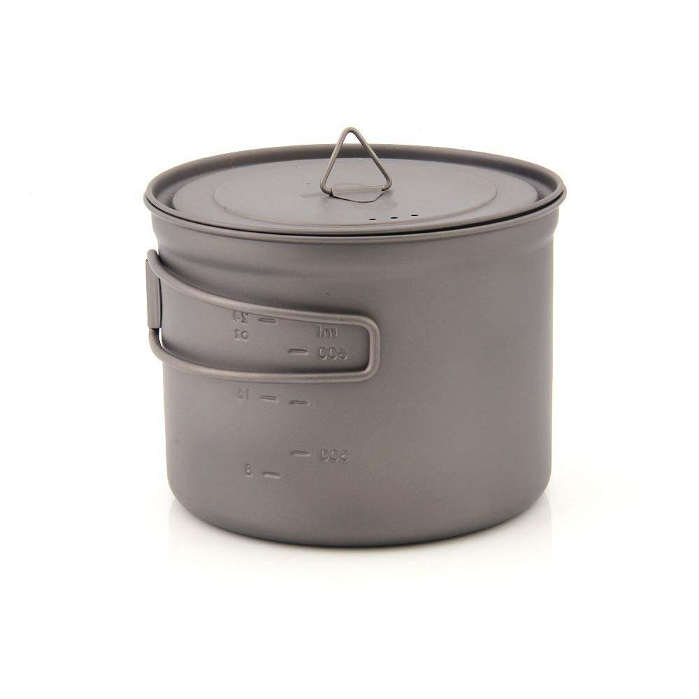 TOAKS - Tazza in puro titanio, ultraleggera, con coperchio e manico pieghevole