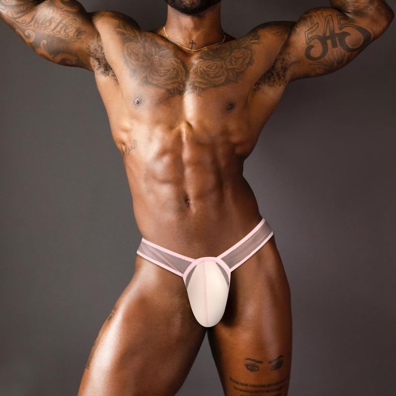 Men's Sexy See Through Underwear Low Rise Bugle Pouch Bikini Briefs4