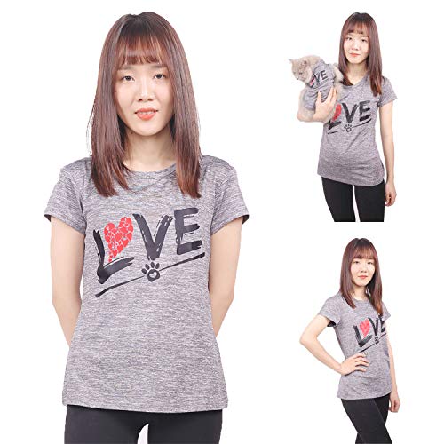 LKEX Dog Shirt/Owner T-Shirt, Soft Apparel Puppy Clothes Vests Cozy Costumes Outfits for Small Medium Large Dogs Catsï¼ŒLove Pattern Matching Pets/Mommy Athletic Tops Clothes for Womenï¼ˆXL,Womenï¼‰