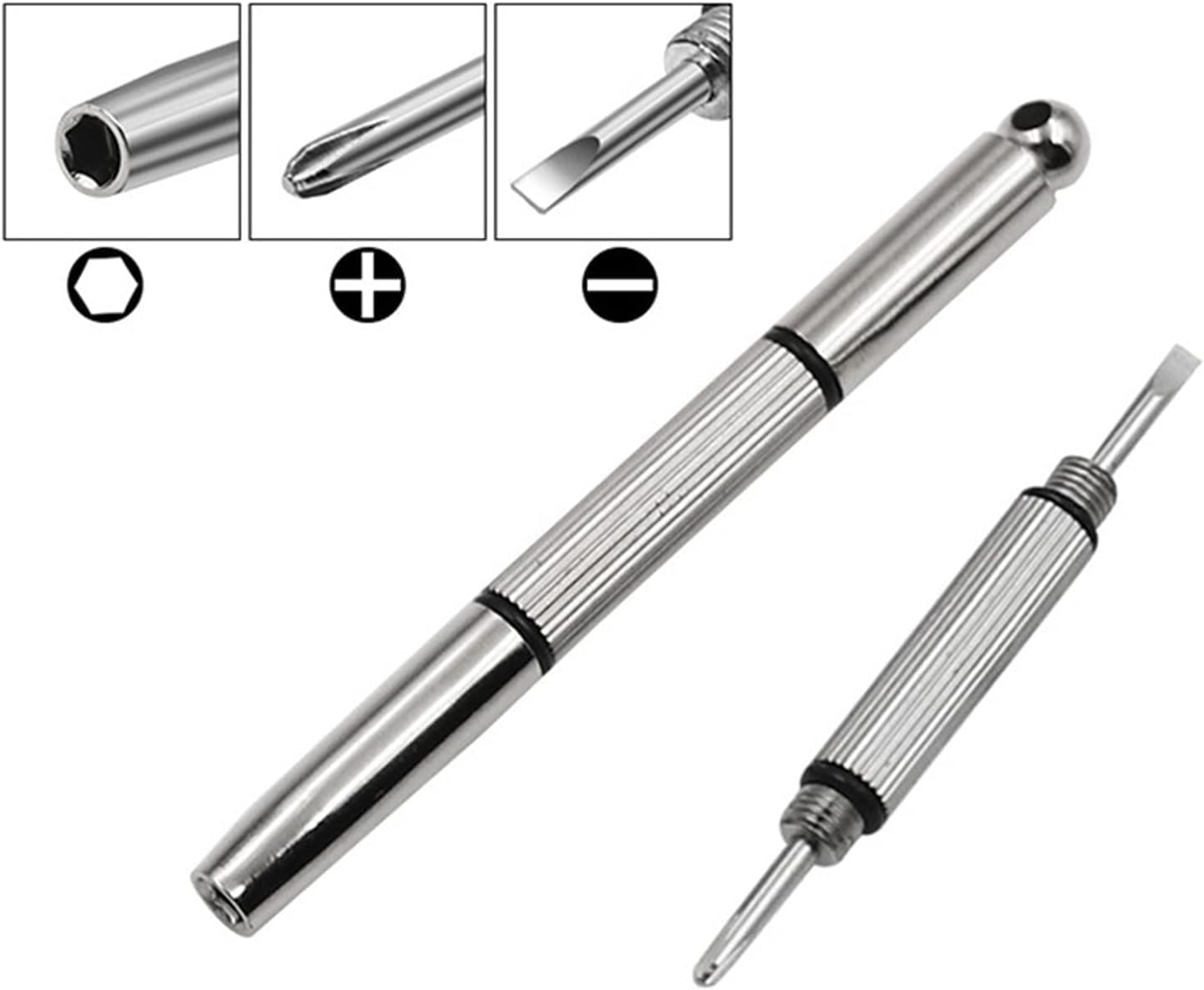 Silver 3 In 1 Mini Screwdriver Portable Glasses Screwdriver Eyeglass Repair Kit Sunglasses Watch Repair Tool For Eyeglass Frame 3 In 1 Mini Screwdrivers Nut Drivers