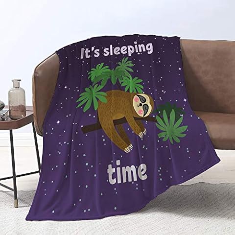 Lmorey Sleeping Sloth blankte, Durable Cozy Bed Couch Blanket Boys Girls Children Gift Sleeping Sloth on Tree Branch Lightweight Travelling Camping 60 x 80 Inches Cover