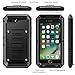 Compatible iPhone 8Plus Case, Waterproof Phone Case for iPhone 7 Plus with Stand, Shockproof Military Grade Heavy Duty Silicone with Screen Protector Full Body Metal Cover for Apple Black
