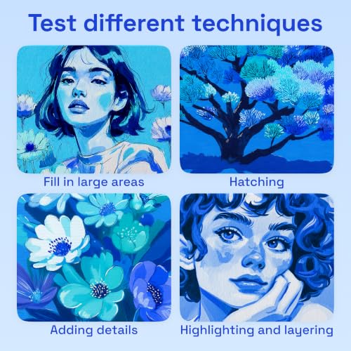 Image of ARTISTRO 5 Blue Tones Dual-Tip Acrylic Paint Marker Pens for Drawing | For Fabric, Rock, Glass, Wood, & Molds, Arts & Crafts Gift for Adults, Teens, & Kids, Classroom Must Haves & School Supplies